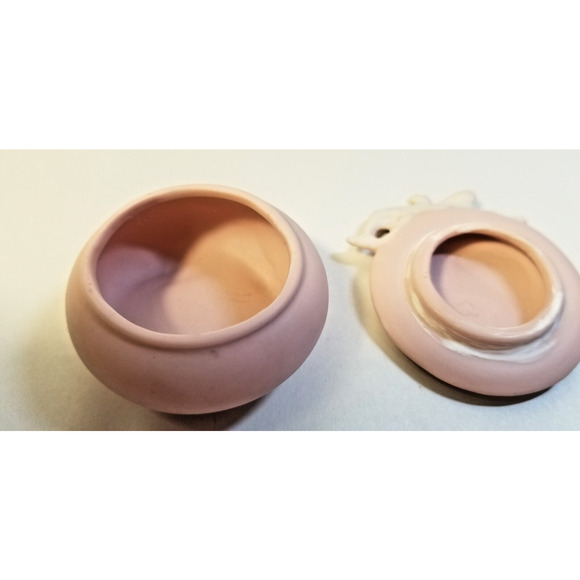 Antique Pink Porcelain Button Trinket Vanity Dresser Box V.K. Germany - Picture 6 of 8